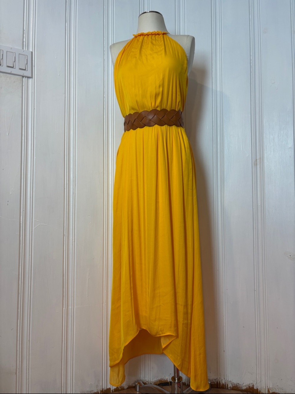 ELOGY Golden Yellow Halter High-Low Maxi Dress - Size L
